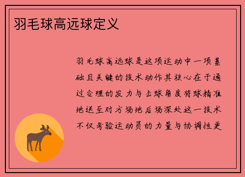 羽毛球高远球定义