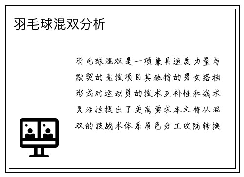 羽毛球混双分析